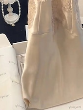 tanie Długie i krótkie koszule nocne dla kobiet-Damskie Piżama Koszula nocna Moda Codzienny Miękkie Czyste kolory Satynowa jedwabna piżama Koronka Niejednolita całość Dom Urlop Łóżko Bez rękawów Paski Beżowy Lato