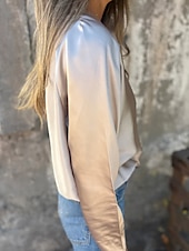 preiswerte Damen Einfache Oberteile-Damen Hemd Bluse Einfach Modern Lässig Langarm V Ausschnitt Normale Oberteile Täglich Ausgehen Schwarz Champagner Braun Aprikose Grau Herbst