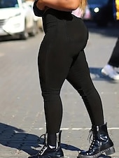 olcso Női szűk nadrág-Női Nadrág Leggingek Kényelmes leggings Utcai sikk Alkalmi Teljes hossz Természetes Sima Zseb Rugalmas derék Kényelmes Utca Szabadság Fekete Sötétkék Világoskék Ősz Normál