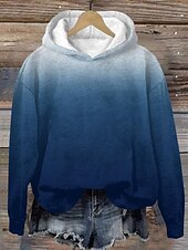 preiswerte Grafikladen Sweatshirts &amp; Hoodies-Damen Kapuzenpullover Grafik Streetwear Lässig Langarm Mit Kapuze Normale Oberteile Straße Ferien Tasche Druck Wein Marineblau Blau Purpur Grau Herbst Winter