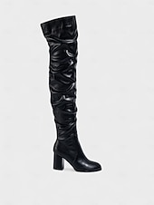 olcso Slouch Boots-női térdig érő, blokksarkú csizma oldalsó cipzárral és bő szabással - stílusos lábbeli női városi, lezser és mindennapi viseletre