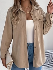 economico Top Semplici da Donna-Per donna Camicia Blusa con texture Blusa Semplice Moderno Casual Manica Lunga Colletto a Camicia Top Regolari Quotidiano Uscire Tasca Bottoni Nero Vino Cachi Autunno