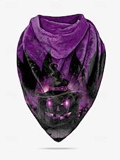 abordables Accesorios de Halloween-Bufanda con estampado de calabaza de Halloween para mujer: pañuelo triangular suave para el cuello ideal para fiestas, cosplay y festivales de otoño.
