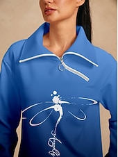 Dam Pullover-tröja Mörk Marin Långärmad Överdelar Golfkläder för damer Kläder Outfits Bär kläder billiga Kvinnors golfkläder-Dam Pullover-tröja Mörk Marin Långärmad Överdelar Golfkläder för damer Kläder Outfits Bär kläder