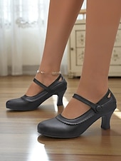 cheap 1950s-Women&#039;s Vintage Green Mary Jane Heels - 1950s-Style Round Toe Shoes with Scallop Details for Fall Work Looks,Daily Outfits and Vintage-Inspired Gatherings