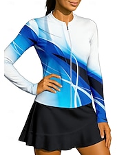 tanie Koszula damska-Damskie Geometryczny Gradient Koszulka sportowa Koszulka do tenisa Góra tenisowa Długi rękaw Zamek Kwiaty UPF50+ Odporny na UV Wysoka elastyczność Odprowadza wilgoć Oddychający Siatkówka Bransoletka