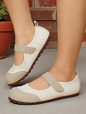 economico Ballerine da donna-ballerine mary jane beige da donna con vestibilità ampia e cinturino a strappo – scarpe casual comode e antiscivolo a piedi nudi, da indossare tutti i giorni, per camminare e viaggiare