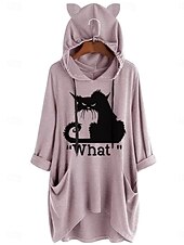 Femmes Sweat à capuche Uni Streetwear Occasionnel manche longue À capuche Hauts Réguliers Rue Fête Avec Poches Imprimé Jaune Rose Claire Bleu Gris Automne Hiver abordables Animaux Tops-Femmes Sweat à capuche Uni Streetwear Occasionnel manche longue À capuche Hauts Réguliers Rue Fête Avec Poches Imprimé Jaune Rose Claire Bleu Gris Automne Hiver