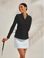 olcso Póló és Quarterzip-Női POLO trikó Fekete Fehér Rózsaszín Hosszú ujj Ing Női golffelszerelések ruhák ruhák, ruházat