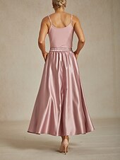ieftine Fuste Maxi-Pentru femei Fustă Elegant Epocă Modă Maxi Talie medie Fuste Zdrobit Plisată Buzunar Micro-elastic Anul Nou Îmbrăcăminte de seară de petrecere Roz Primăvară Mătase ca satinul