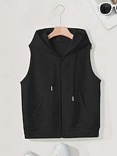 baratos Tops Simples-Mulheres Moletom Moletom com zíper Papai Noel Tecido Clássico Casual Sem Manga Com Capuz Tops regulares Casa Dia a Dia Feriado Bolso frontal Preto Branco Roxo Azul Escuro Inverno