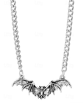 abordables Accessoires d&#039;Halloween-Collier pendentif chauve-souris gothique pour femme - ras de cou vintage en argent pour fêtes costumées, cosplay et mode sorcière