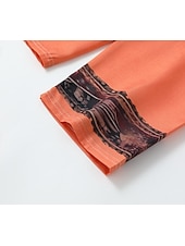 billige Boho topper-Dame Boho skjorte Bluse Blomsternål i krystall Moderne Bohem Langermet V-hals Vanlige topper Ferie Ut på byen Trykt mønster Svart Rød Oransje Mørkegrå Aprikos Sommer