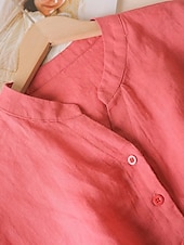 abordables Chemises-Femmes Robe Midi Robe trapèze Robe d&#039;été Occasionnel Quotidien Coupe régulière Uni Manche Courte Col montant Jaune Rouge Été