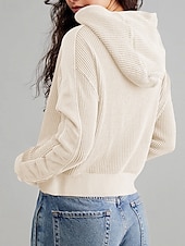 baratos Moletons e Sweatshirts Texturizados-Mulheres Jaqueta casual Casaco com capuz Manter Quente Confortável Zíper Bolsos Moda Ao ar livre Tecido Para Noite Final de semana Zíper Padrão Com Capuz Normal Manga Longa agasalhos Preto Rosa Azul
