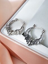 abordables Accessoires d&#039;Halloween-Boucles d&#039;oreilles créoles chauve-souris pour femme, style gothique punk, en alliage, idéales pour les fêtes, les cosplays et les sorties nocturnes.