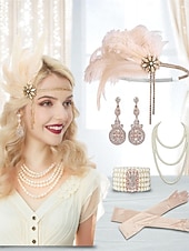 economico Accessori per capelli da donna-Cerchietto con piume da donna anni &#039;20 con fiore di strass - accessorio per capelli vintage in stile flapper in stile Gatsby