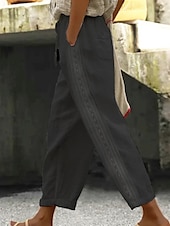 economico Pantaloni a gamba dritta-Per donna Pantaloni in cotone e lino Pantaloni Eleganti Streetwear Casual Lunghezza intera Naturale Semplice Tasca Design con Coulisse Elastica Confortevole Streetwear Ferie Abbigliamento quotidiano