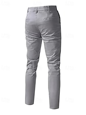 economico Chino-Per uomo Pantaloni Chinos Pantaloni plissettati Tasca Bottoni Semplice Comodità Formale Feste Lavoro Moda Stile Classico Nero Vino Micro-elastico