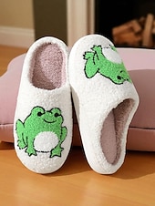 baratos Chinelos de mulher-Pantufas femininas de lã sintética branca com estampa fofa de corgi – chinelos confortáveis de inverno para casa, quarto e sala de estar