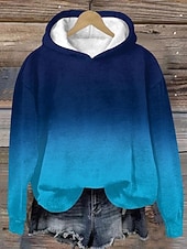 preiswerte Grafikladen Sweatshirts &amp; Hoodies-Damen Kapuzenpullover Grafik Streetwear Lässig Langarm Mit Kapuze Normale Oberteile Straße Ferien Tasche Druck Wein Marineblau Blau Purpur Grau Herbst Winter