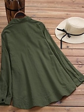 abordables Tops à Rayures et Géométriques pour Femmes-Femmes Chemise Chemisier Rayé Moderne Occasionnel manche longue Col de chemise Hauts Réguliers Quotidien Fête Sortir Boutons Jaune Vert Automne