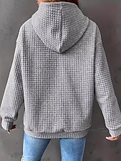 abordables Hauts Simples-Femmes Sweats à capuche Uni Occasionnel manche longue À capuche Hauts Réguliers Rue Tenue Quotidienne Avec Poches Imprimé Noir Blanche Rose Claire Vert Véronèse Bleu de minuit Automne Hiver