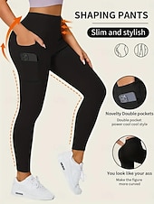 tanie Gładkie legginsy-Damskie Getry Moda Codzienny Pełna długość Wysoka talia Jednokolorowe Kieszeń Wysokie cięcie Oddychalność Miękka Wygodny Wysoka elastyczność Wino Granatowy Czarny Szary Jesień Zima Opinający / a