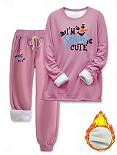preiswerte Trainingsanzüge für Damen-Damen Elegant Warm Mode Zweiteilige Sets Trainingsanzug Hosen-Sets Langarm Bischofsärmel Rundhalsausschnitt Grafik Buchstabe Druck Outdoor Urlaub Täglich Rosa Blau Grau Frühling Normale Passform