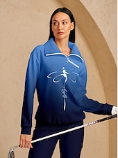 Dam Pullover-tröja Mörk Marin Långärmad Överdelar Golfkläder för damer Kläder Outfits Bär kläder billiga Kvinnors golfkläder-Dam Pullover-tröja Mörk Marin Långärmad Överdelar Golfkläder för damer Kläder Outfits Bär kläder