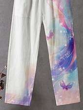 Dam Kinesiska Byxor Streetwear Ledigt Fullängd Hög midja Lutning Elastisk midja Mönster Mateial som andas Bekväm Elastisk Semester Gata Dagliga kläder Purpur Sommar Vår Höst Normal billiga Raka byxor-Dam Kinesiska Byxor Streetwear Ledigt Fullängd Hög midja Lutning Elastisk midja Mönster Mateial som andas Bekväm Elastisk Semester Gata Dagliga kläder Purpur Sommar Vår Höst Normal