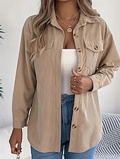 economico Top Semplici da Donna-Per donna Camicia Blusa con texture Blusa Semplice Moderno Casual Manica Lunga Colletto a Camicia Top Regolari Quotidiano Uscire Tasca Bottoni Nero Vino Cachi Autunno