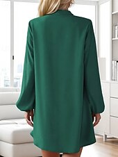 ieftine Rochie simplă-Pentru femei Rochie Mini Rochie casual Modă Clasic Modern În aer liber Vacanță Concediu Fit regulat Simplu Manșon Lung În V Negru Roșu-aprins Maro Trifoi Vară
