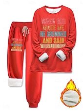 abordables Ensembles deux pièces-Femmes Élégant Chaud Mode Ensembles deux pièces Survêtement Ensembles de Pantalons manche longue Manche Évêque Col ras du cou Graphique Lettre Imprimé Extérieur Vacances Quotidien Noir Rose Claire