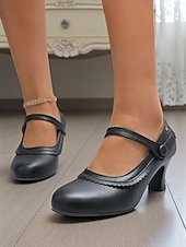 cheap 1950s-Women&#039;s Vintage Green Mary Jane Heels - 1950s-Style Round Toe Shoes with Scallop Details for Fall Work Looks,Daily Outfits and Vintage-Inspired Gatherings