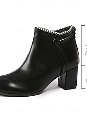 baratos Botas de tornozelo-Botas femininas de cano curto com detalhes em pérolas - botinhas curtas de salto bloco e estilo urbano chique para looks casuais e de rua da moda