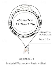 Недорогие Мужские украшения-Мужской комплект из 3-х пляжных ожерелий: черные и белые бусины из смолы, подвеска из ракушек и цепочка из вощеной веревки — украшения в стиле серфера для лета, фестивалей и повседневных образов.