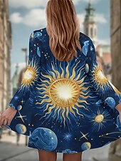 abordables Manteaux 3D-Femmes Manteau d&#039;Hiver Trench Léger Confortable Imprimé Front ouvert ancien Mode Occasionnel Animal Vacances Occasionnel Long Sans Col Coupe régulière manche longue Vêtements d&#039;extérieur Noir Bleu