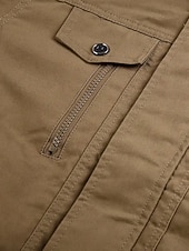 halpa Cargo-takit-Miesten Utility takki Cargo takki Loma Päivittäin Pidä lämpimänä Tasku Syksy Talvi Tavallinen Muoti Klassinen Kauluskäänne Normaali Musta Khaki Armeijan vihreä Jackets