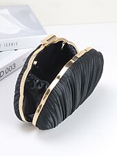 economico Matrimonio ACC-pochette da sera in raso plissettato a conchiglia da donna, color champagne metallizzato con montatura e catena dorate: glamour vintage per matrimoni, cocktail party, balli di fine anno e serate fuori