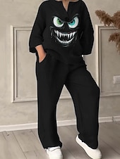 Жен. Активный Мода Комплекты брюк Длинный рукав V-образный вырез Графика С принтом Отпуск Повседневные Праздники Черный Желтый Розовый Лето Стандартный Недорогие Женские блузки-костюмы-Жен. Активный Мода Комплекты брюк Длинный рукав V-образный вырез Графика С принтом Отпуск Повседневные Праздники Черный Желтый Розовый Лето Стандартный