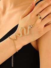 economico Accessori di Halloween-Set di braccialetti e anelli a forma di serpente per Halloween da donna: gioielli con catena regolabile in stile punk gotico con motivo a serpente per feste, cosplay e accessori per serate fuori