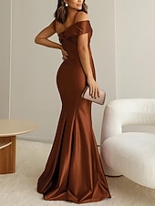 ieftine Rochii de seară sirenă-Rochie de seară tip sirenă  trompetă Rochie elegantă Invitată la nuntă Lungime până la podea Fără mâneci Un umăr Catifea elastică cu fundițe