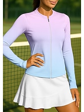 economico Camicia Donna-Per donna Sfumatura Maglietta sportiva Maglia da tennis Manica Lunga Cerniera Floreale UPF50+ Resistente ai Raggi UV Alta elasticità Traspirante Pallavolo Tennis Golf Collo alla coreana Collo con zip