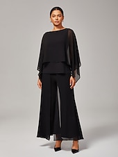 billige Bukser-Dame Full lengde Chiffon Høy Elastisitet Elegant Fritid / hverdag Svart Sommer Vår &amp; Vinter S M L