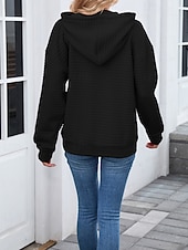 preiswerte Einfache Blusen-Damen Textur Bluse Kapuzenpullover Tasche Einfach Streetwear Lässig Langarm Mit Kapuze Normale Oberteile Straße Ferien Ausgehen Schwarz Rosa Braun Khaki Grau Herbst