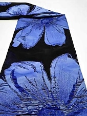 ブルーピンクAラインイブニングガウンエレガントドレスフォーマルウェディングフロアレングス半袖シャツカラーポケットナイロン花柄印刷リボン付き お買い得  床の長さ-ブルーピンクAラインイブニングガウンエレガントドレスフォーマルウェディングフロアレングス半袖シャツカラーポケットナイロン花柄印刷リボン付き