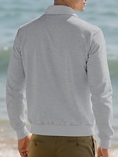 baratos Jaquetas Casuais-Homens jaqueta leve Jaqueta Waffle Jaqueta casual Férias Diário Respirável Bolsos Primavera Outono Tecido Moda Clássico Lapela Padrão Preto Branco Azul Royal cáqui Cinzento Casaco