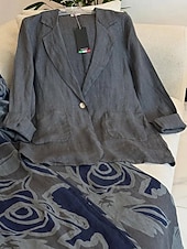 abordables Blazers et Costumes-Femmes Blazer Confortable Respirant Avec Poches Boutons Mode Style OL Uni Extérieur Occasionnel Quotidien Simple Boutonnage Régulier Revers Coupe régulière manche longue Vêtements d&#039;extérieur Bleu