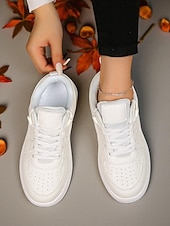 cheap Women's Sneakers-Women's Pink and Black Colorblock Lace-Up Sneakers - Comfortable Faux Leather Platform Walking Shoes for Casual Outfits, Street Style and Autumn Travel